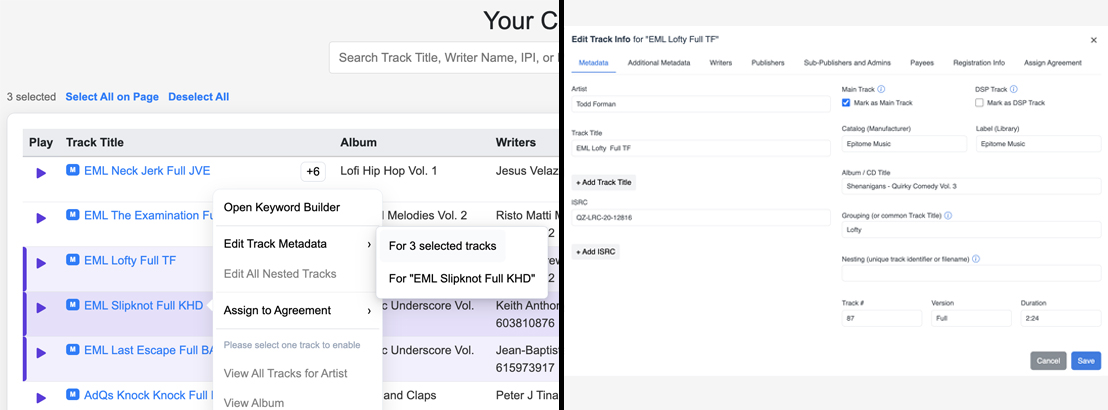 Bulk Edit Track Metadata